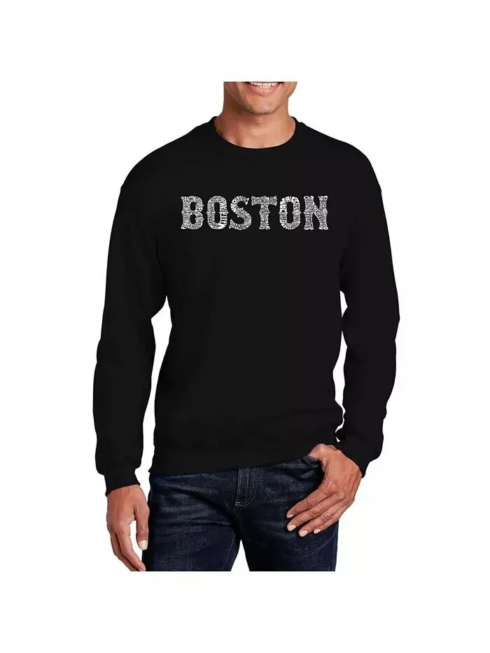Мужская толстовка с круглым вырезом Word Art Boston Neighborhoods LA Pop Art — изображение 1 из 2, черный