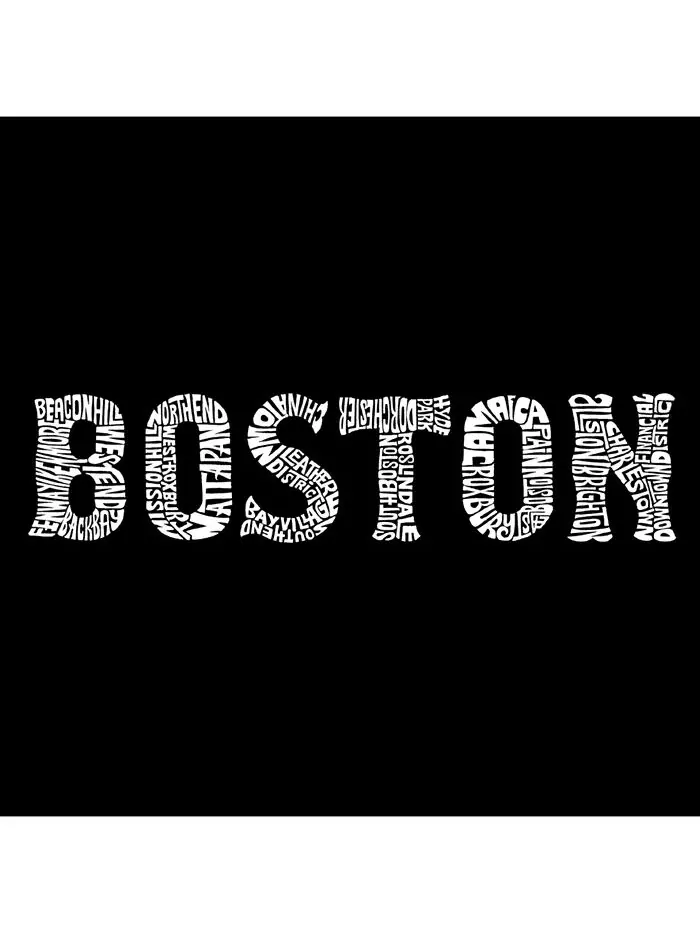 Мужская толстовка с круглым вырезом Word Art Boston Neighborhoods LA Pop Art — изображение 2 из 2, черный