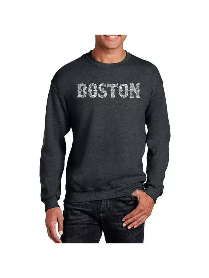 Мужская толстовка с круглым вырезом Word Art Boston Neighborhoods La Pop Art — изображение 1 из 2, серый