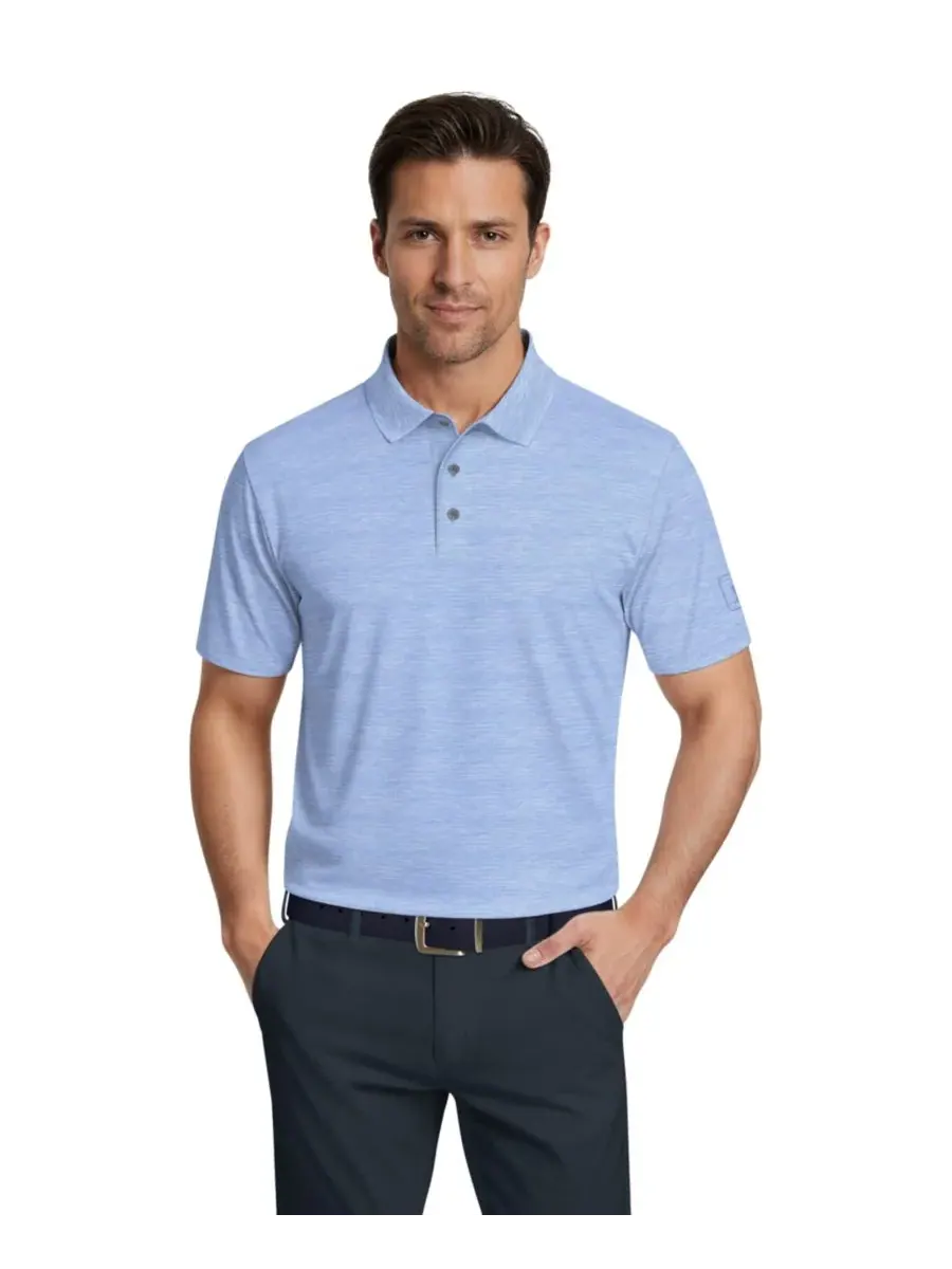 Мужская поло-рубашка Airflux Heather с коротким рукавом для гольфа PGA TOUR — изображение 1 из 5, светлый синий