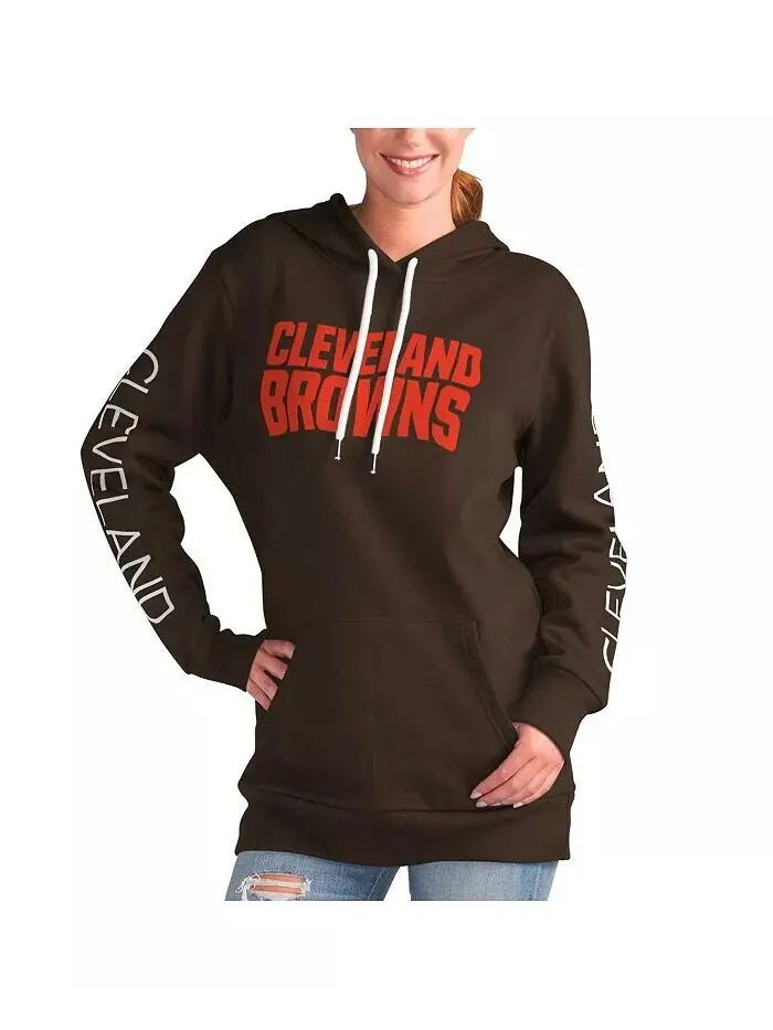 Женская коричневая толстовка с капюшоном Cleveland Browns Extra Inning G-III 4Her by Carl Banks — изображение 1 из 2