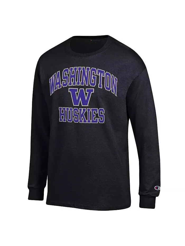 Мужская черная футболка Washington Huskies High Motor с длинным рукавом Champion — изображение 3 из 3