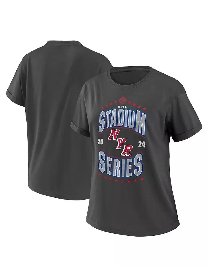 Женская темно-серая футболка бойфренда New York Rangers 2024 NHL Stadium Series Wear By Erin Andrews — изображение 1 из 3