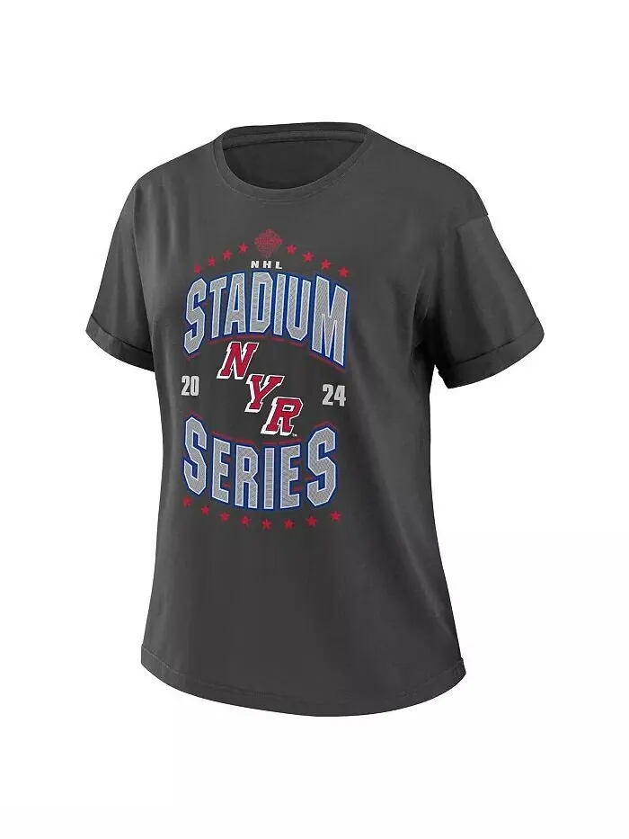 Женская темно-серая футболка бойфренда New York Rangers 2024 NHL Stadium Series Wear By Erin Andrews — изображение 3 из 3