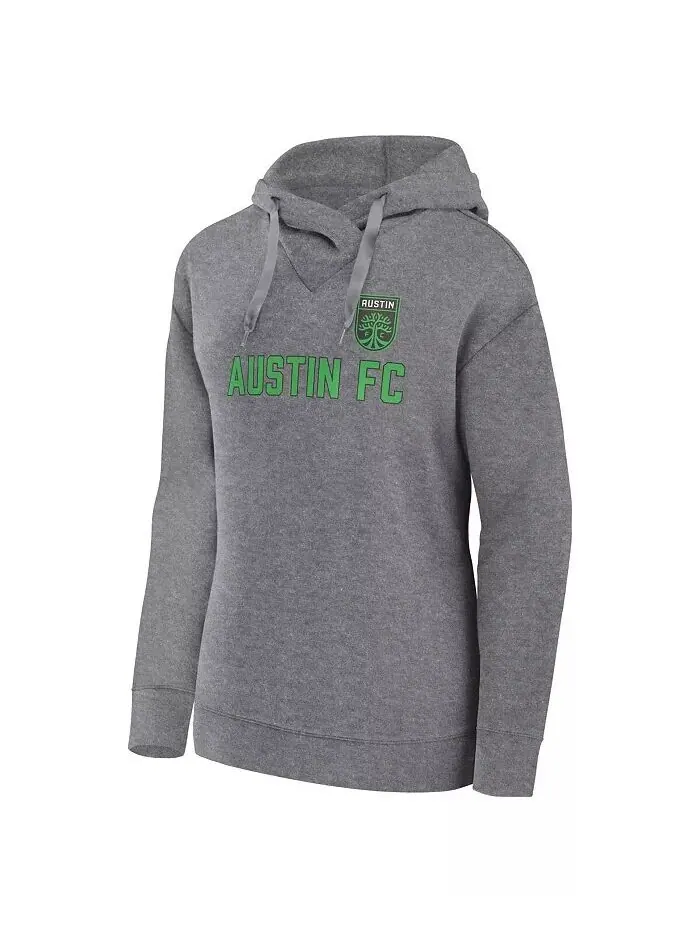 Женский пуловер с капюшоном Heather Grey Austin FC Script Fanatics — изображение 3 из 3, серый