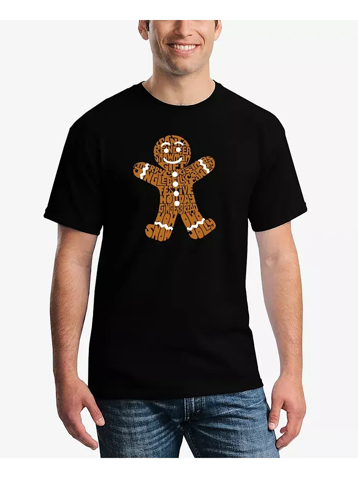 Мужская футболка Gingerbread Word Art LA Pop Art — изображение 1 из 1, серый