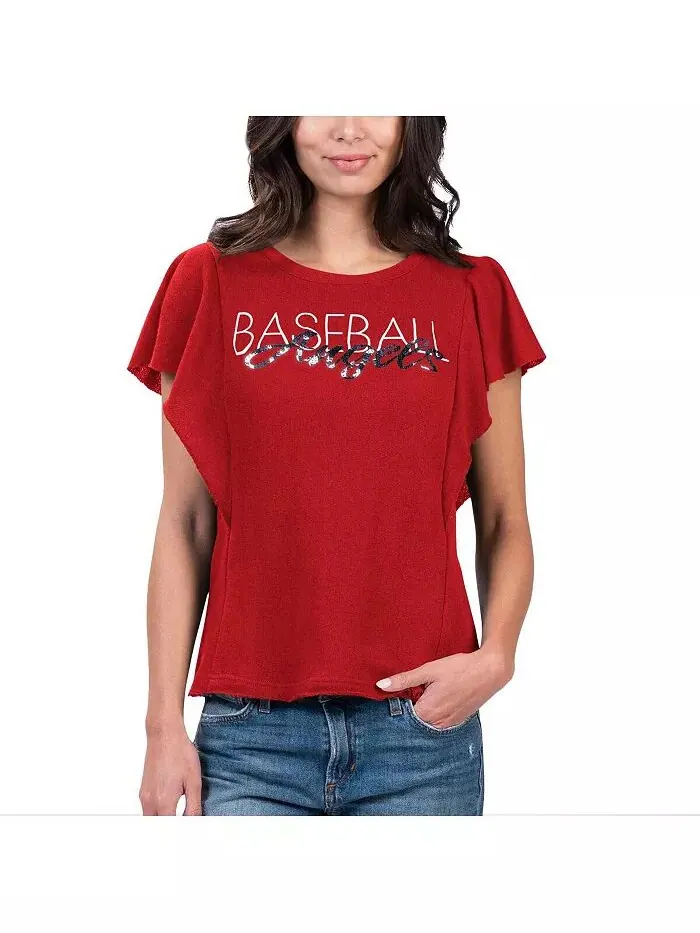 Женская красная футболка Los Angeles Angels Crowd Wave G-III 4Her by Carl Banks — изображение 1 из 2