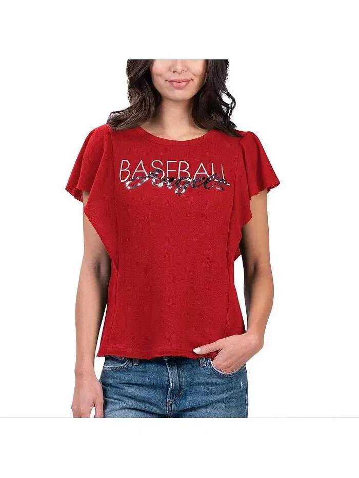 Женская красная футболка Los Angeles Angels Crowd Wave G-Iii 4Her By Carl Banks — изображение 1 из 2, красный