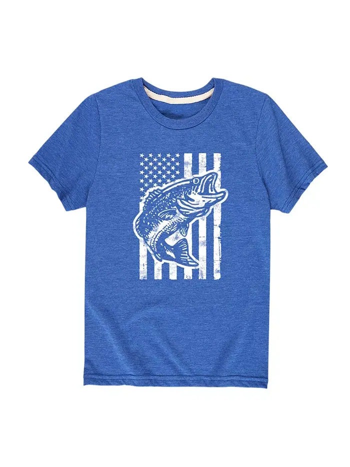 Футболка с принтом "Americana Flag Fish" для мальчиков старшего возраста Hybrid — изображение 1 из 3, синий