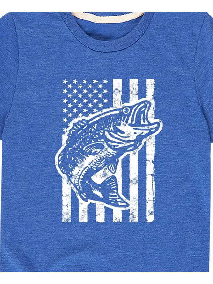 Футболка с принтом "Americana Flag Fish" для мальчиков старшего возраста Hybrid — изображение 3 из 3, синий
