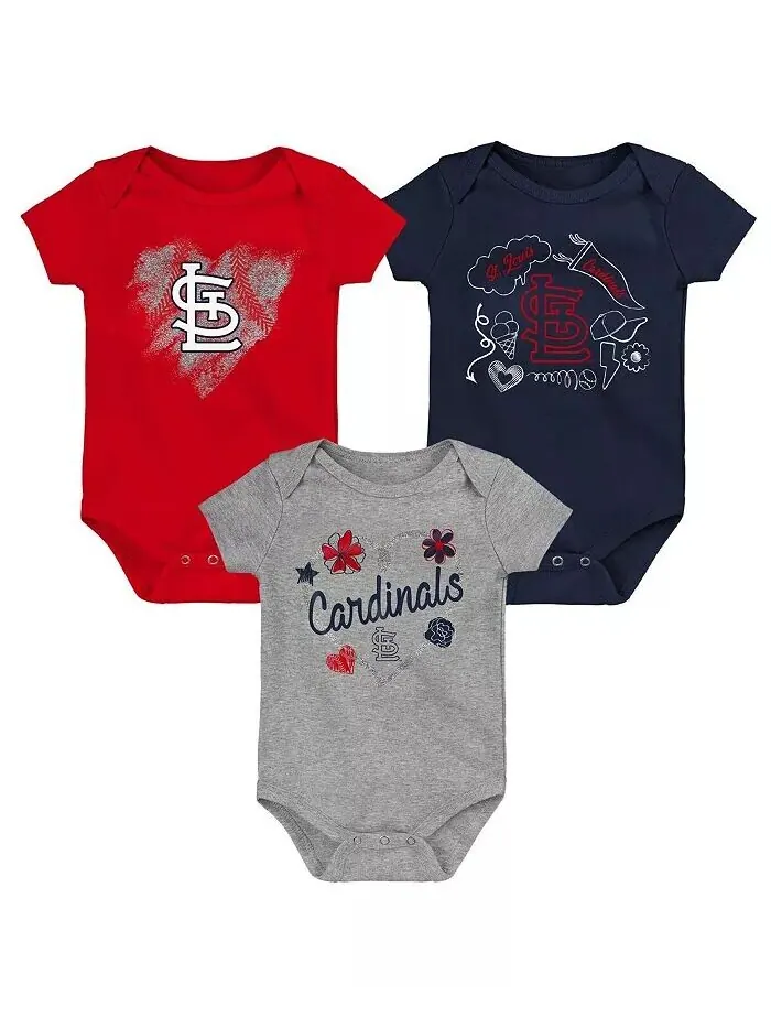 Комплект из 3 боди для новорожденных и младенцев St. Louis Cardinals красного — изображение 1 из 2, синий и серый