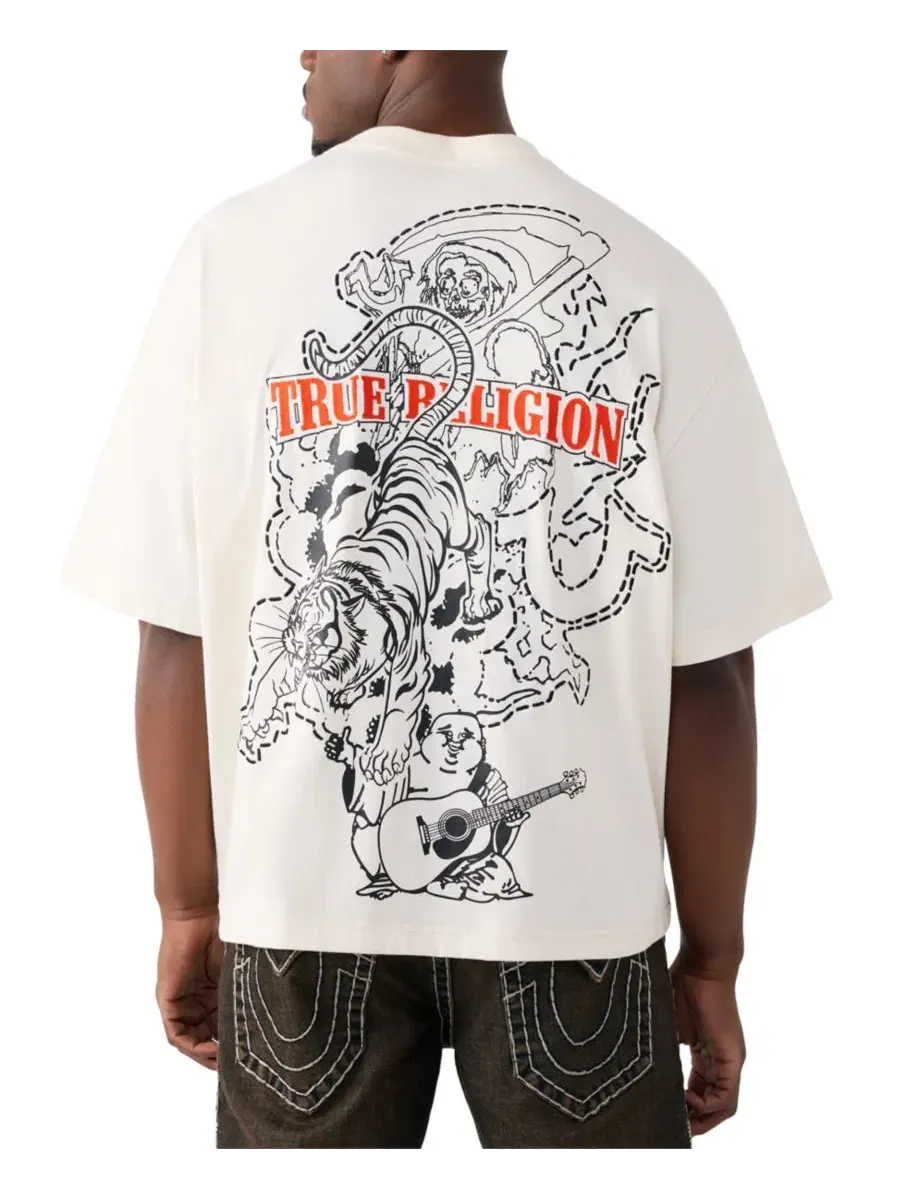 Мужская футболка с коротким рукавом и логотипом тигра True Religion — изображение 3 из 6, белый