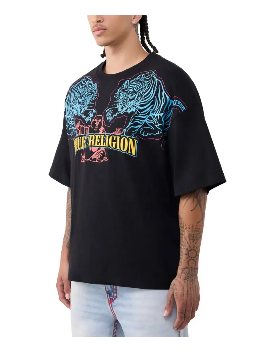 Мужская футболка с коротким рукавом и логотипом тигра True Religion — изображение 5 из 6, белый
