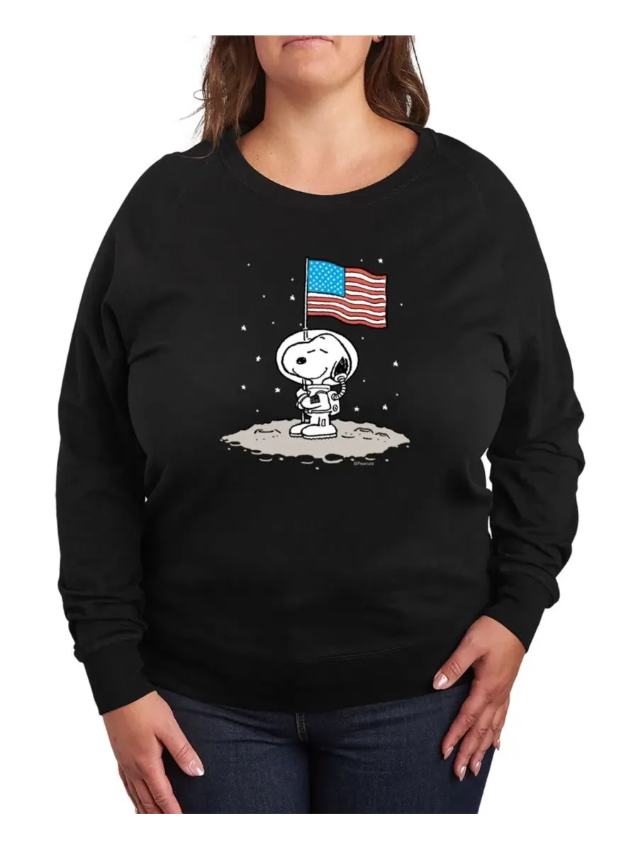 Футболка с круглым вырезом и графическим принтом «Peanuts, Snoopy, Astronaut, American Flag, French — изображение 1 из 3