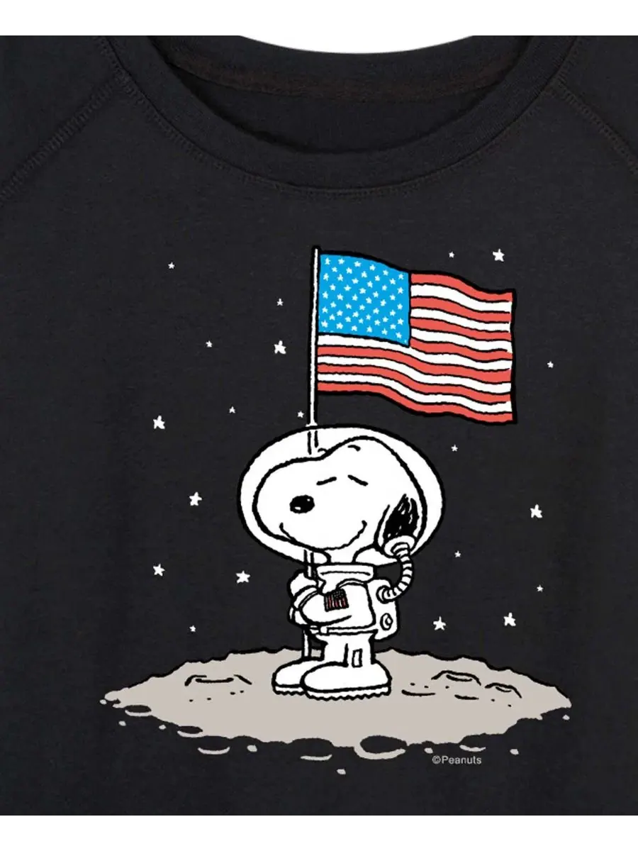 Футболка с круглым вырезом и графическим принтом «Peanuts, Snoopy, Astronaut, American Flag, French — изображение 2 из 3