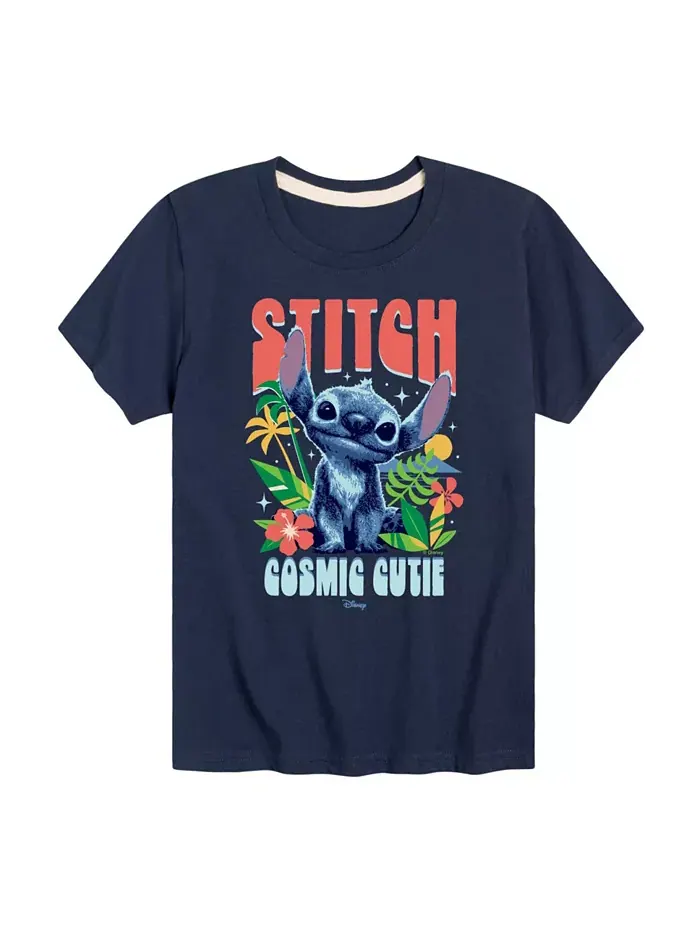 Футболка с принтом "Stitch Cosmic Cutie" из фильма "Лило и Стич" для мальчиков старшего возраста — изображение 1 из 3, синий