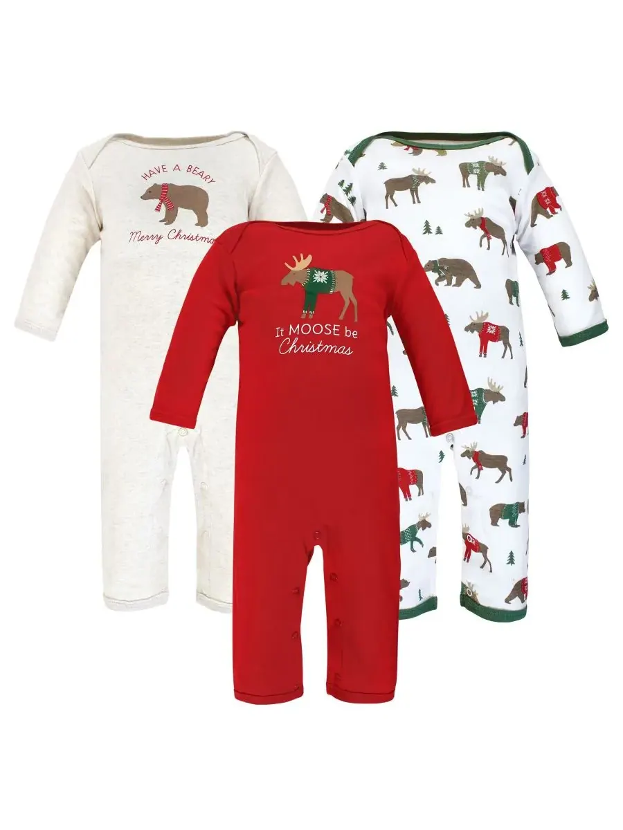3 комбинезона в упаковке Hudson Baby, Moose Be Christmas — изображение 1 из 5