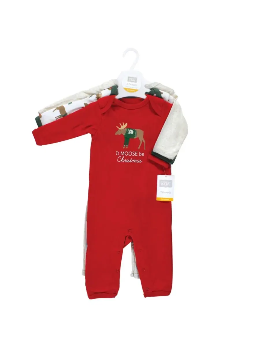 3 комбинезона в упаковке Hudson Baby, Moose Be Christmas — изображение 2 из 5