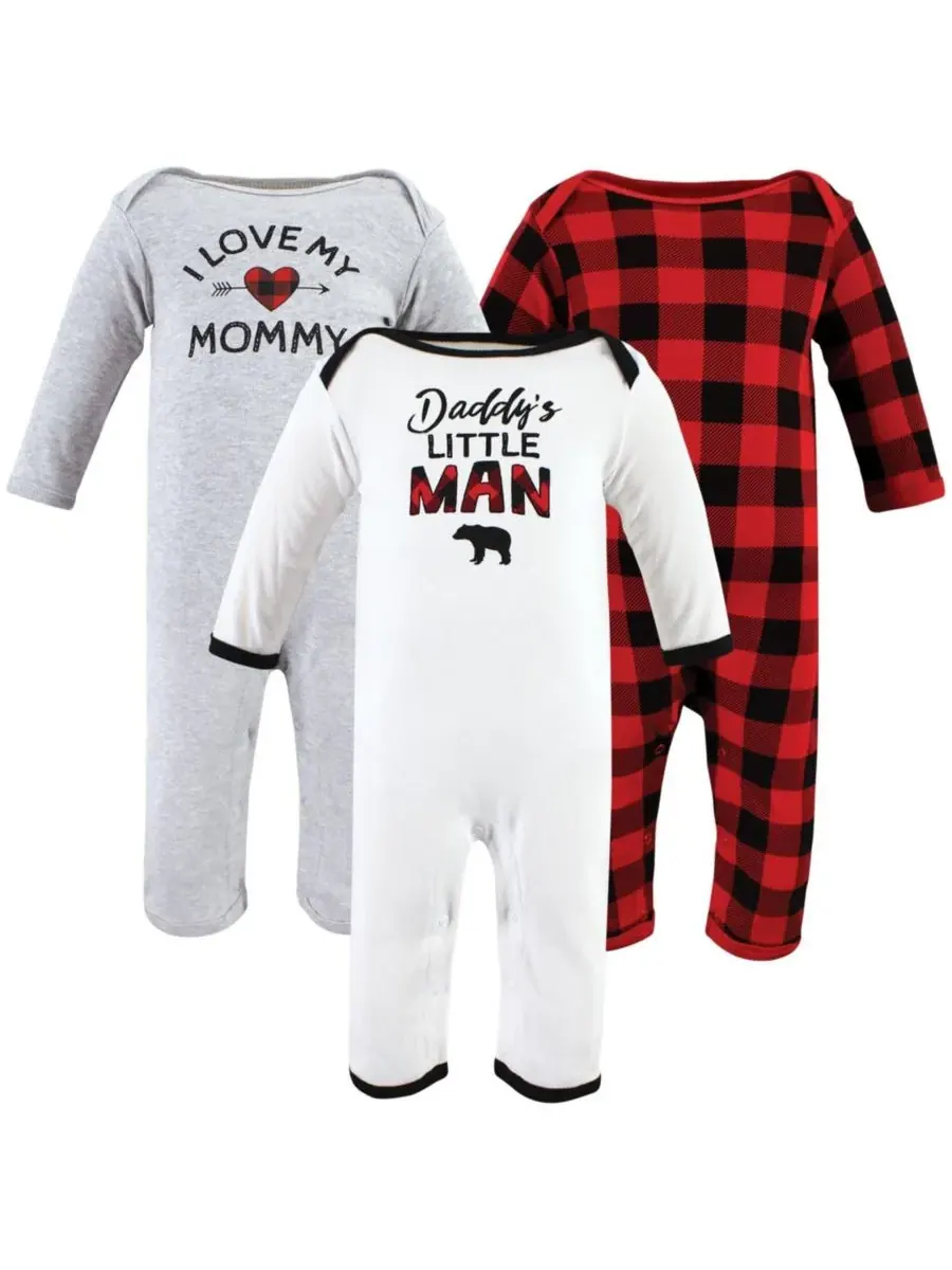 3 комбинезона в упаковке Hudson Baby, Buffalo Plaid Family — изображение 1 из 5