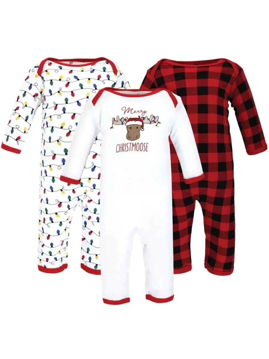 3 комбинезона в упаковке Hudson Baby, Christmoose — изображение 1 из 6