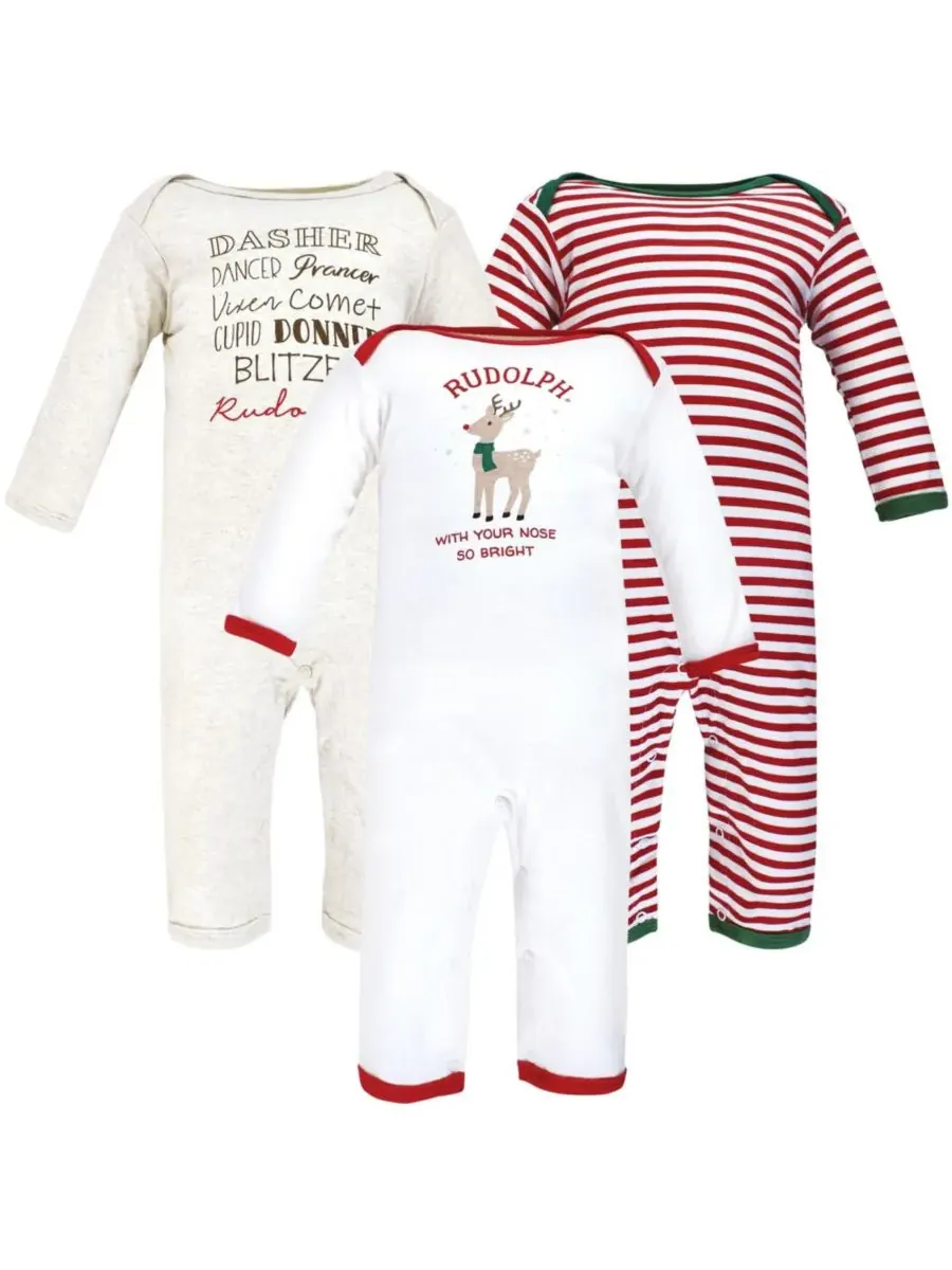 3 комбинезона в упаковке Hudson Baby, Rudolph Reindeer — изображение 1 из 6