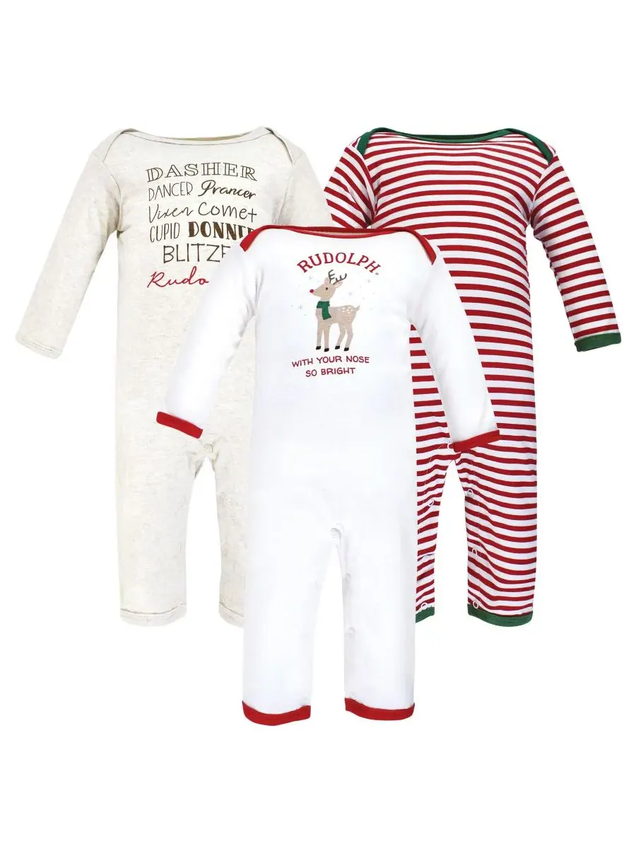 3 комбинезона в упаковке Hudson Baby, Rudolph Reindeer — изображение 2 из 6
