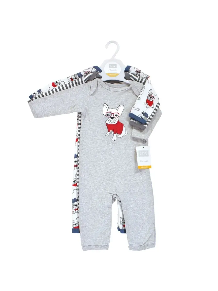3 комбинезона в упаковке Hudson Baby, Boy Whimsical Dog — изображение 3 из 6
