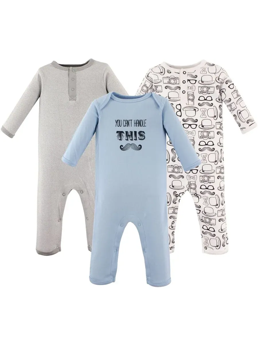 3 комбинезона в упаковке Hudson Baby, Mustache — изображение 1 из 1