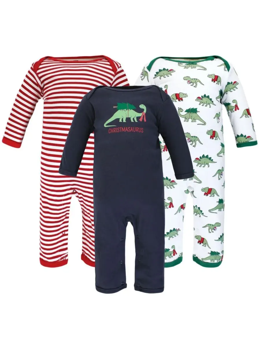 3 комбинезона в упаковке Hudson Baby, Christmasaurus — изображение 1 из 6