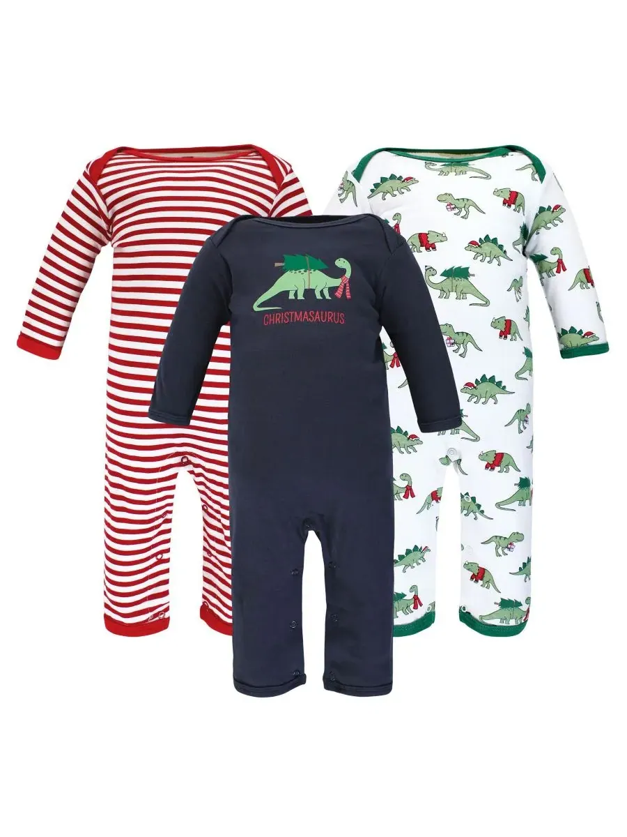 3 комбинезона в упаковке Hudson Baby, Christmasaurus — изображение 2 из 6