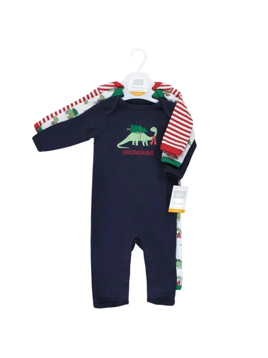 3 комбинезона в упаковке Hudson Baby, Christmasaurus — изображение 3 из 6