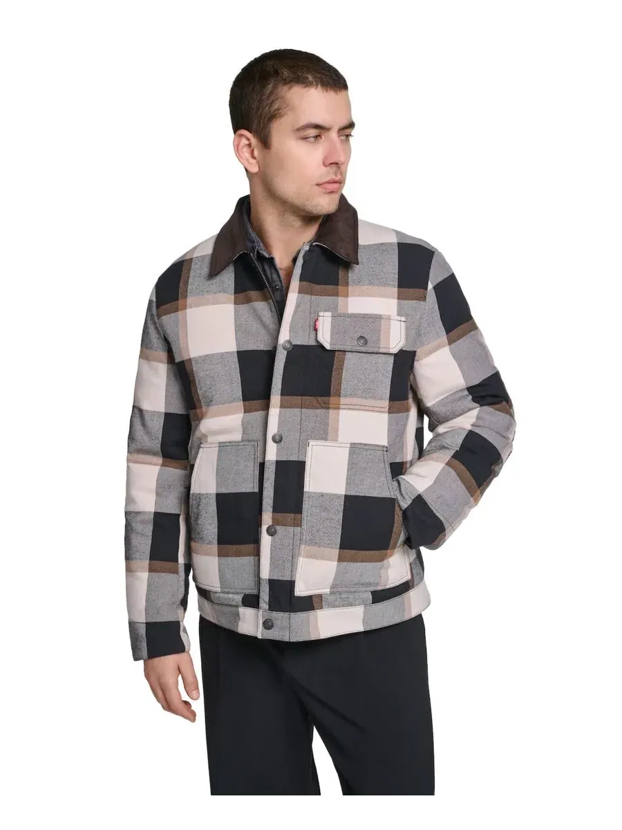 Рубашка-куртка с пледовым принтом, на молнии и кнопках, модель Plaid Cord Details Levi's