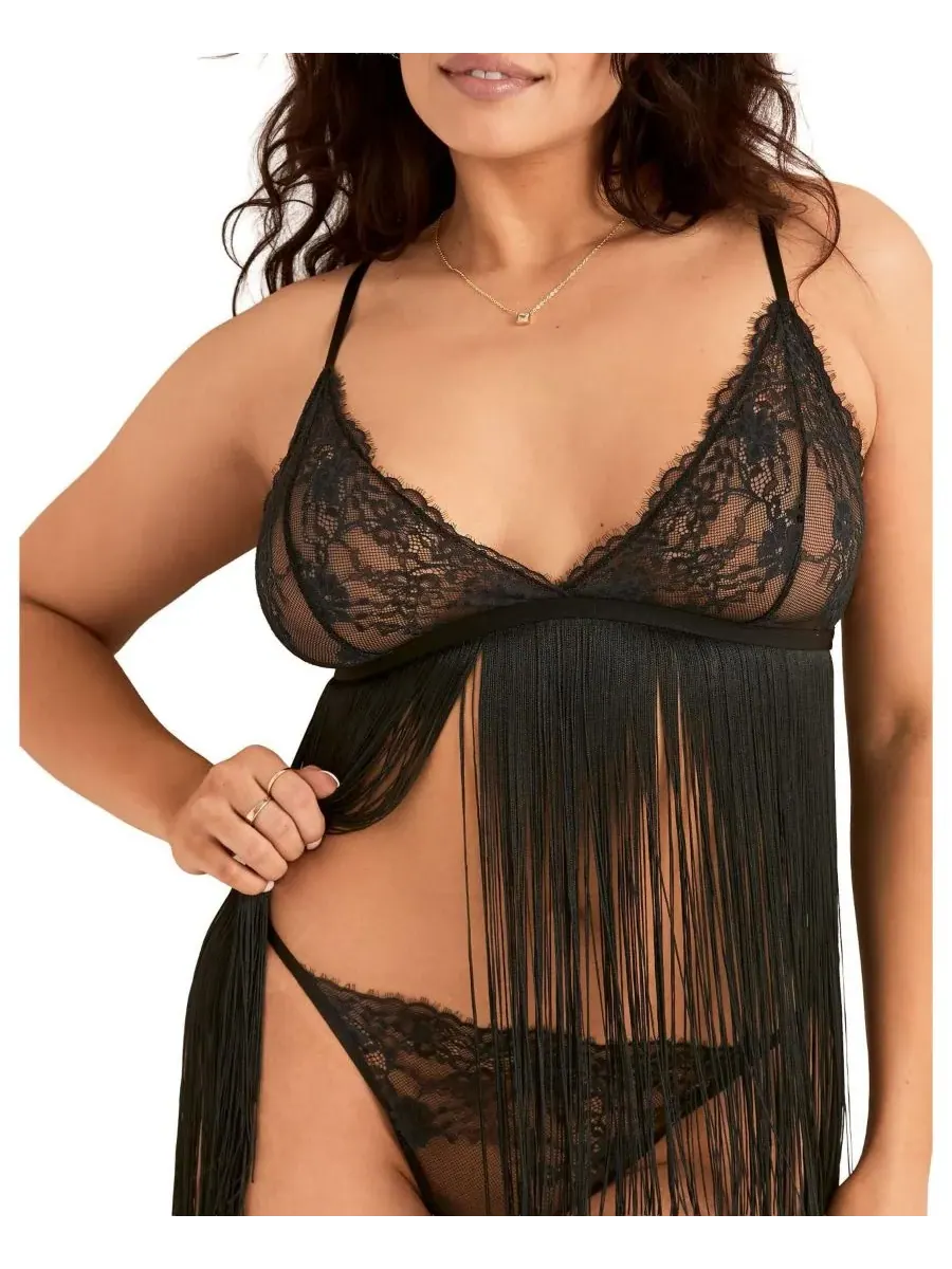 Комплект нижнего белья Charizma Babydoll & G-String для полных женщин Adore Me — изображение 1 из 4, черный