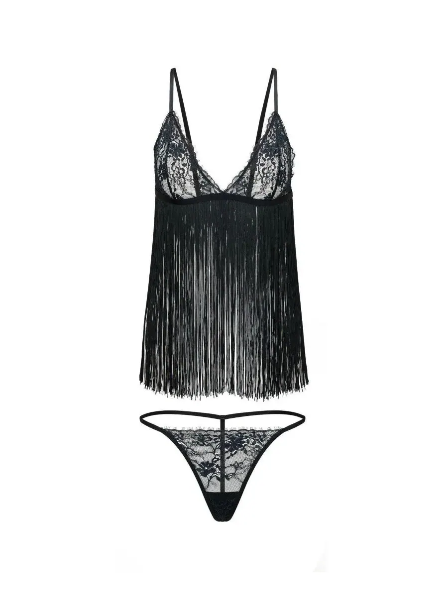 Комплект нижнего белья Charizma Babydoll & G-String для полных женщин Adore Me — изображение 4 из 4, черный
