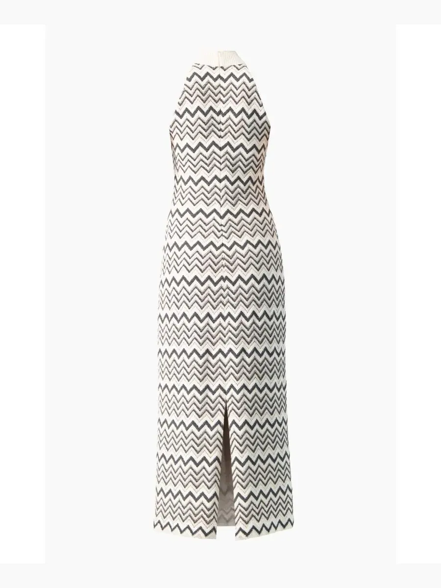 Платье миди без рукавов с принтом Chevron Jacquard, модель Zigzag Knit Ivonne — изображение 6 из 6, белый