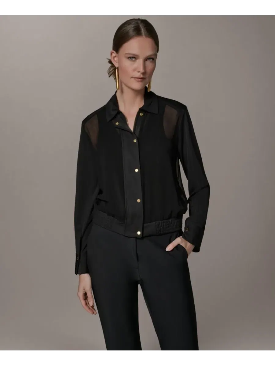 Жакет с воротником и смешанным принтом Petite Mix Media Zipper Jacket Donna Karan New York