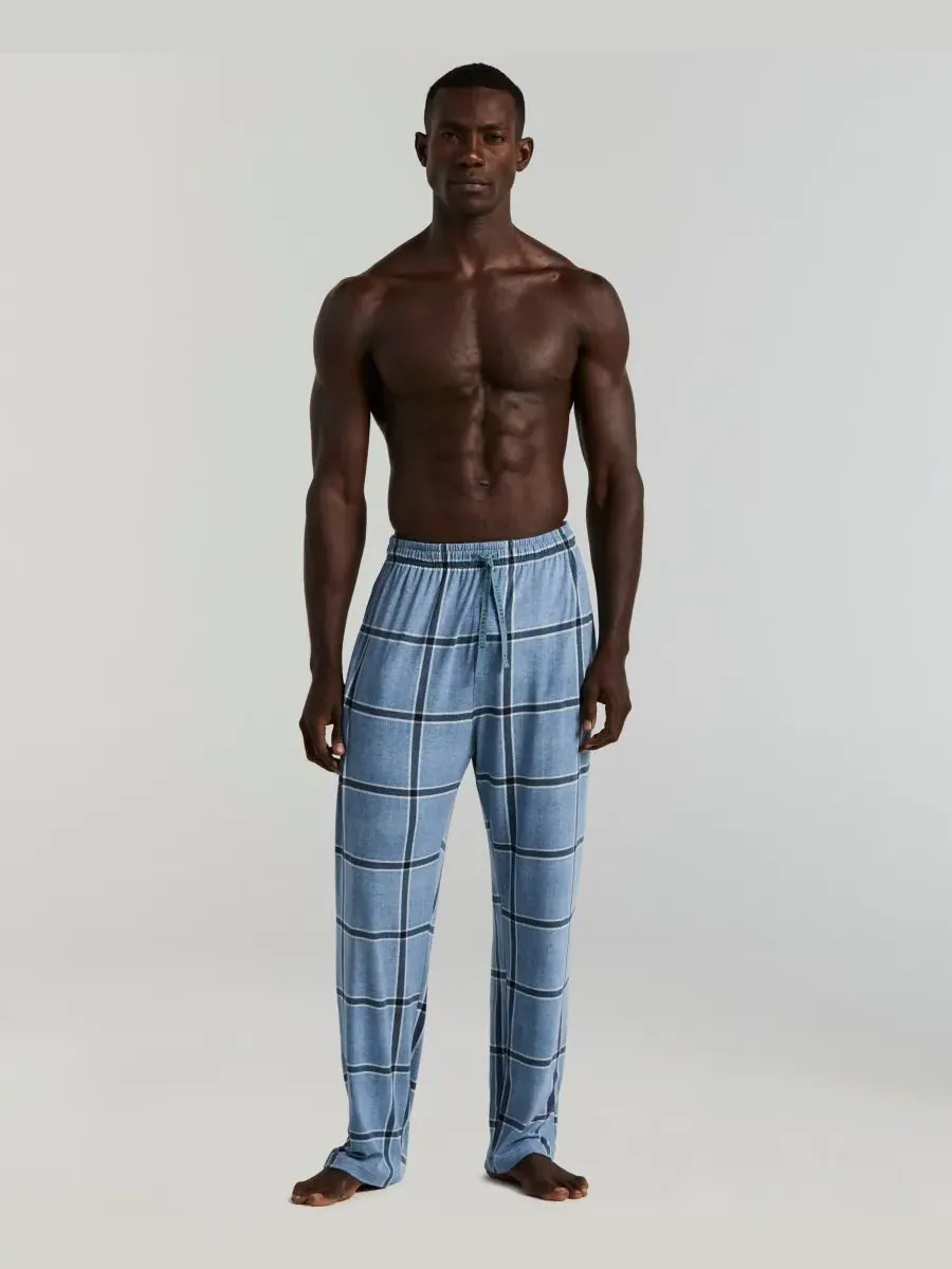 Мужские клетчатые пижамные штаны Deluxe Touch Perry Ellis Portfolio — изображение 2 из 4, синий