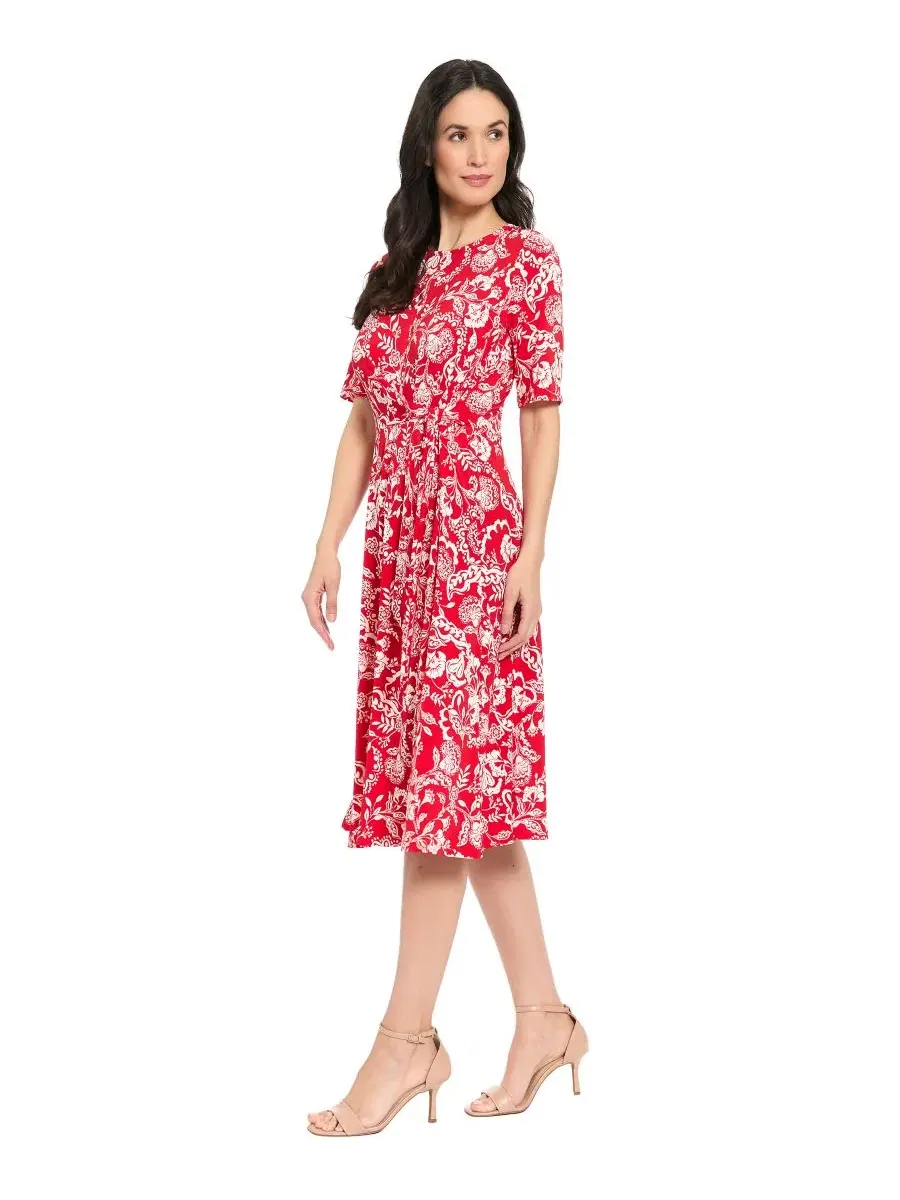Платье миди из джерси с принтом Petites Jersey Printed Midi Dress London Times — изображение 2 из 3, белый