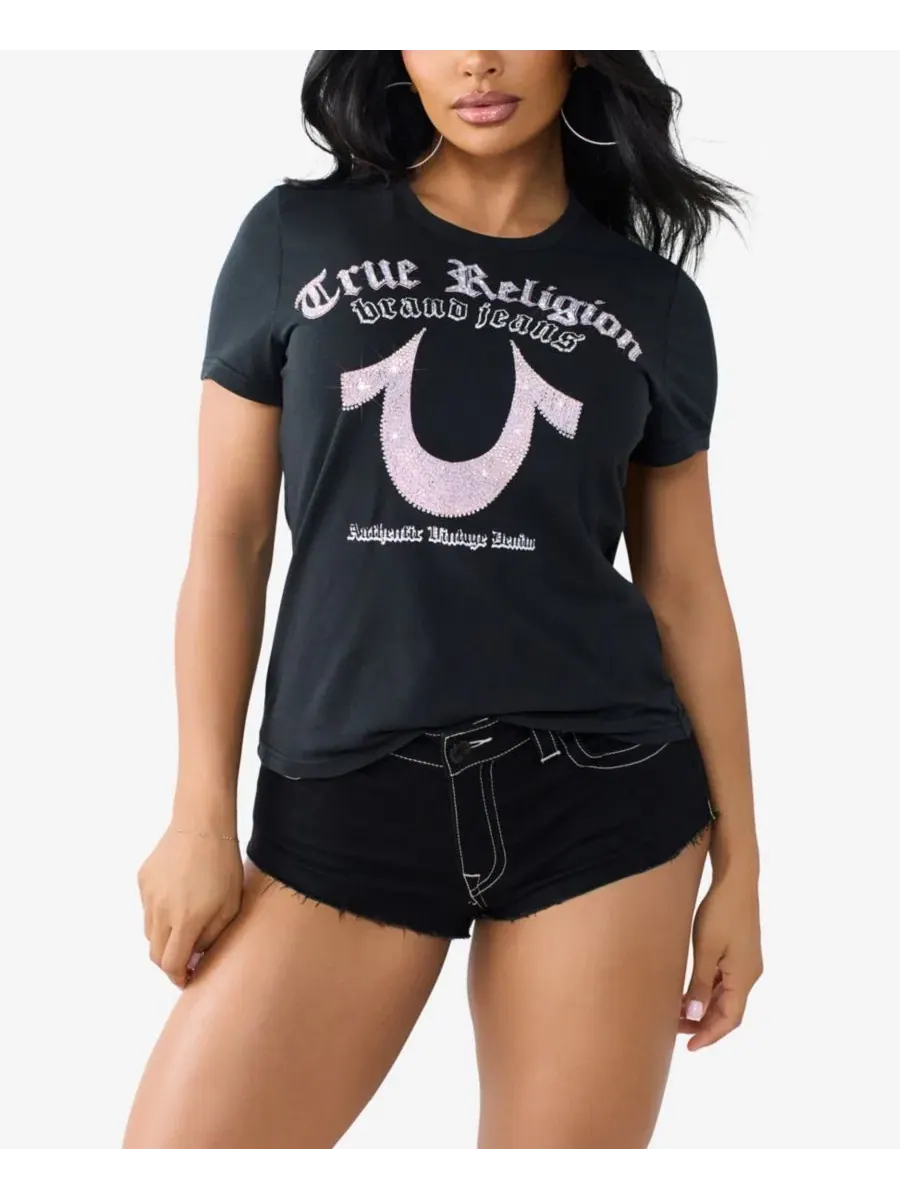 Футболка с кристальным принтом подковы True Religion