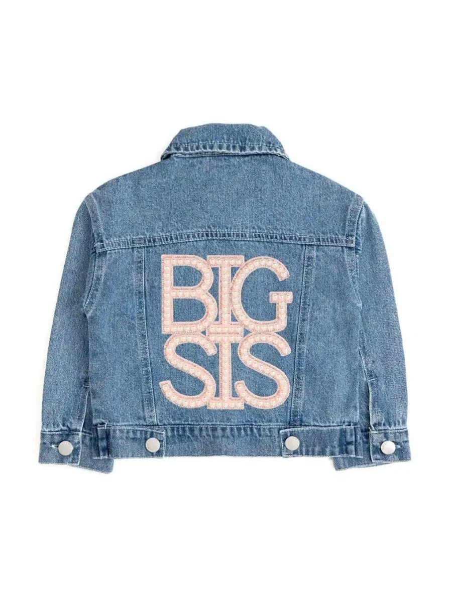 Джинсовая куртка с жемчужной нашивкой Big Sis Pearl Patch Sweet Wink — изображение 2 из 4, джинсовый синий