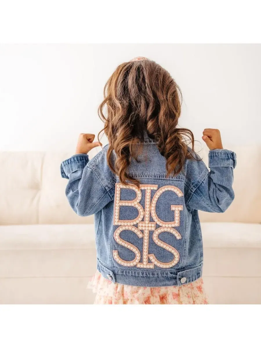 Джинсовая куртка с жемчужной нашивкой Big Sis Pearl Patch Sweet Wink — изображение 3 из 4, джинсовый синий
