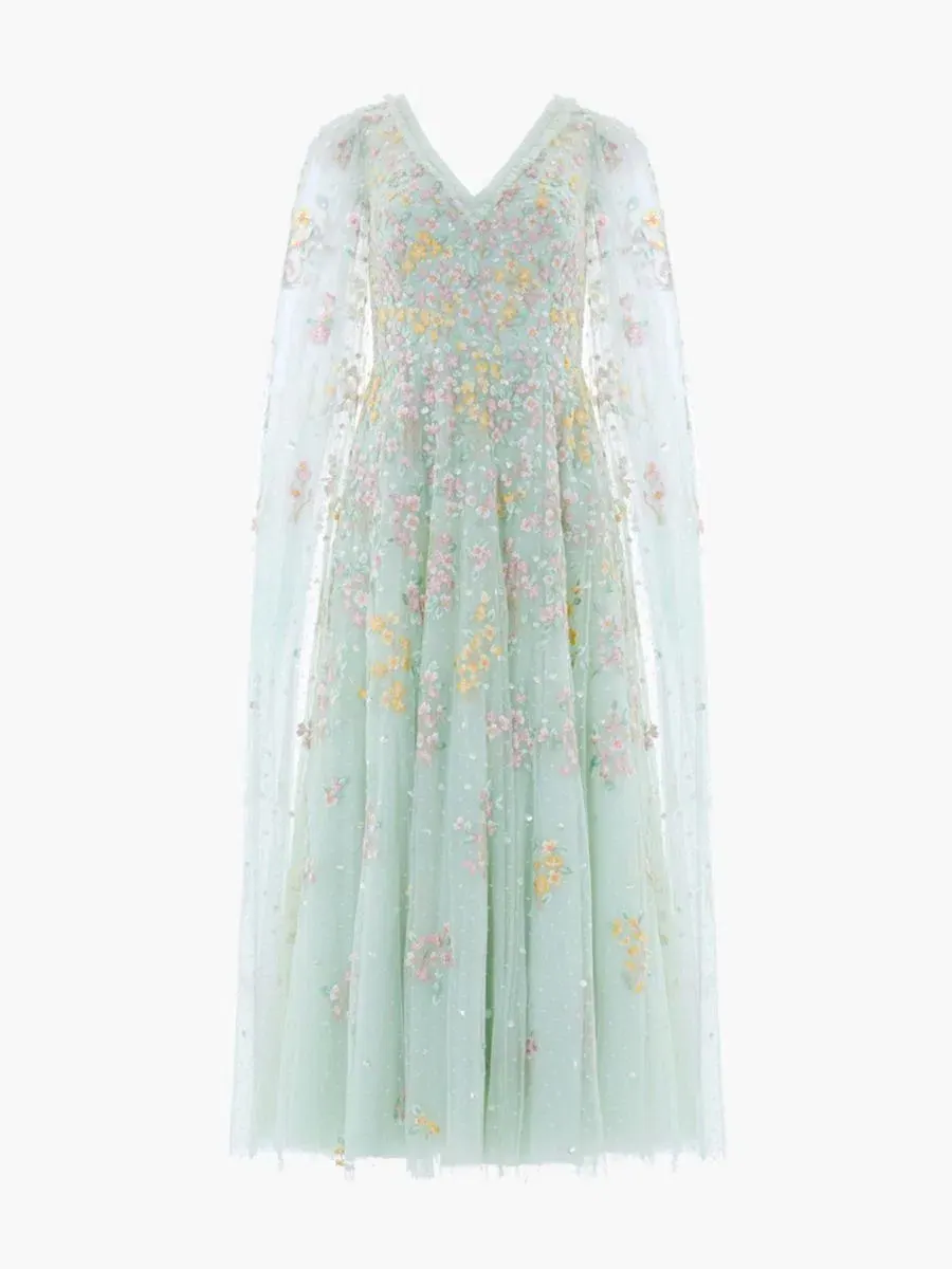 Платье макси с V-образным вырезом Versailles Ditsy Needle & Thread, Sea Mist/Pale — изображение 2 из 4