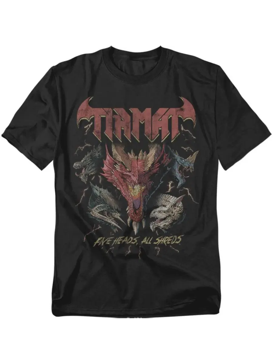 Футболка с принтом Tiamat 5 Heads Dragon D&D — изображение 1 из 3, черный