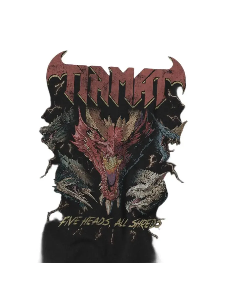 Футболка с принтом Tiamat 5 Heads Dragon D&D — изображение 3 из 3, черный