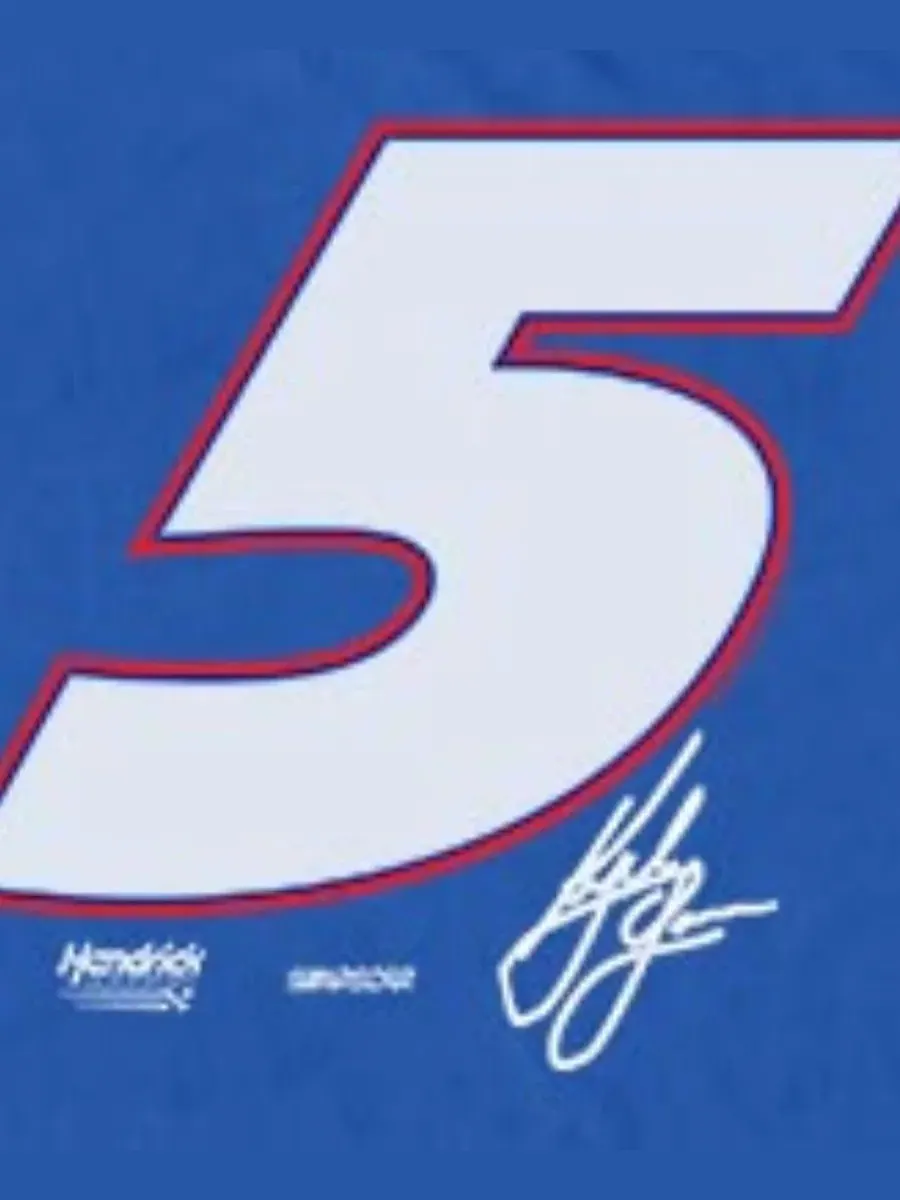 Футболка с графическим принтом Nascar No. 5 Driver Number Signature Fifth Sun — изображение 3 из 3, королевский
