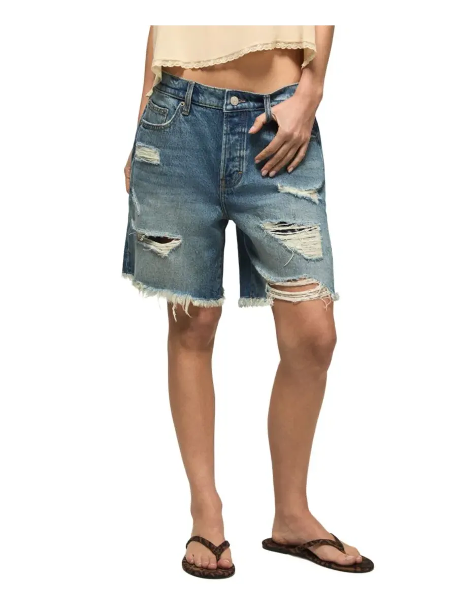 Женские хлопковые свободные классические шорты с высокой посадкой Lucky Brand — изображение 1 из 6, желтый