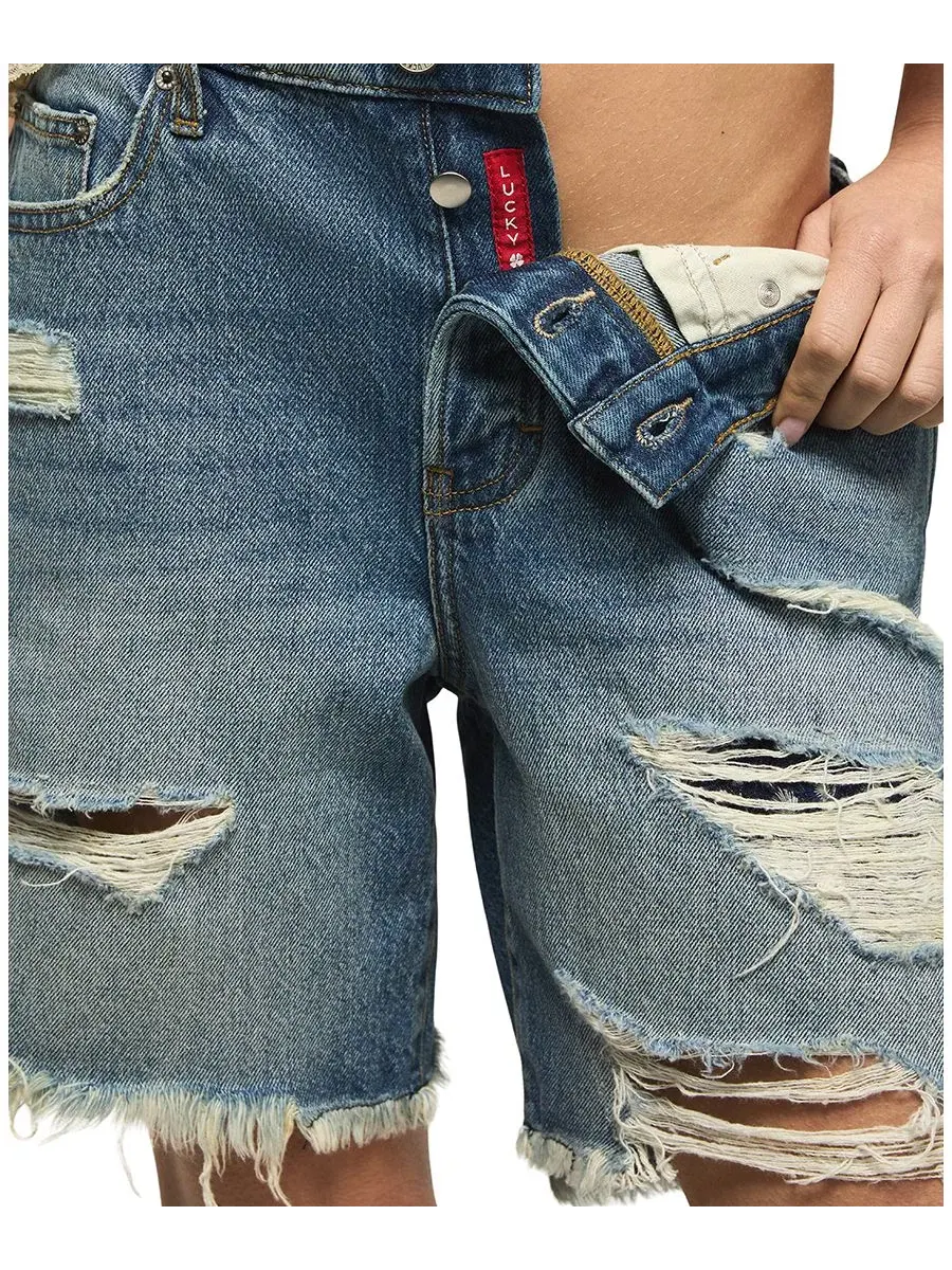 Женские хлопковые свободные классические шорты с высокой посадкой Lucky Brand — изображение 4 из 6, желтый