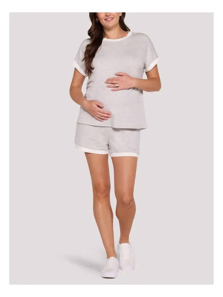 Топ для беременных с коротким рукавом, свободного кроя Motherhood Maternity — изображение 4 из 4, серый