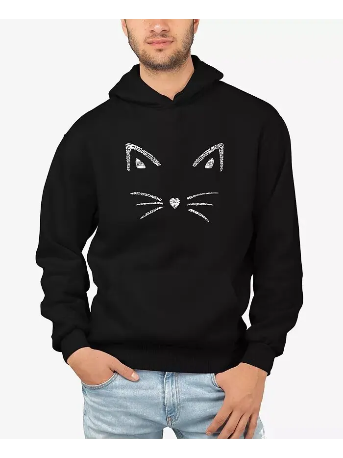Мужская толстовка с капюшоном Word Art Whiskers LA Pop Art — изображение 1 из 3, черный