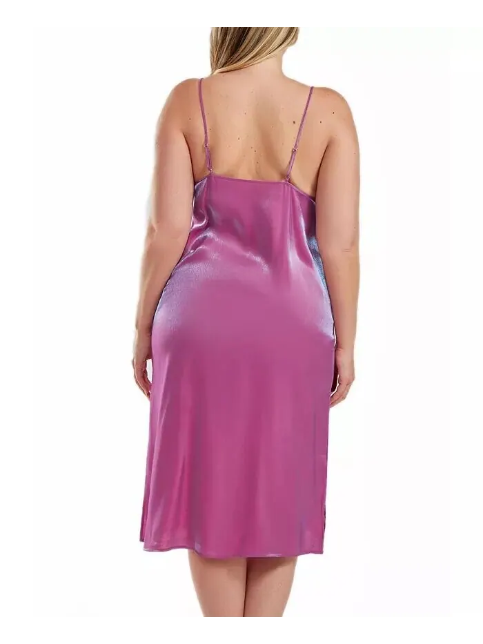 Платье Skyler Plus Size Irredesant из атласа с регулируемыми бретелями iCollection — изображение 2 из 2, фиолетовый